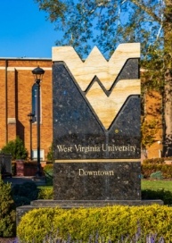 Outdoor sign that reads West Virginia University Downtown