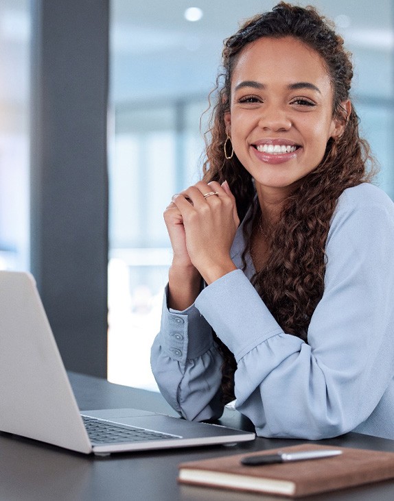 Lady smiles at work