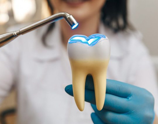 Close-up of composite bonding on tooth in Charlotte 