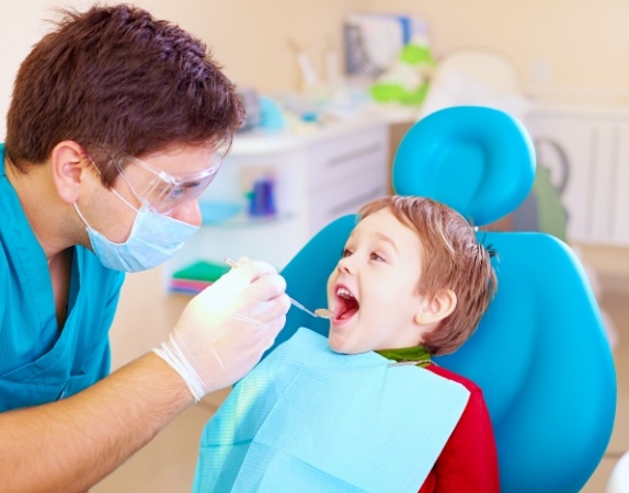 Young child receiving a dental exam