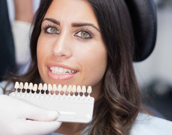 Woman receiving dental veneers