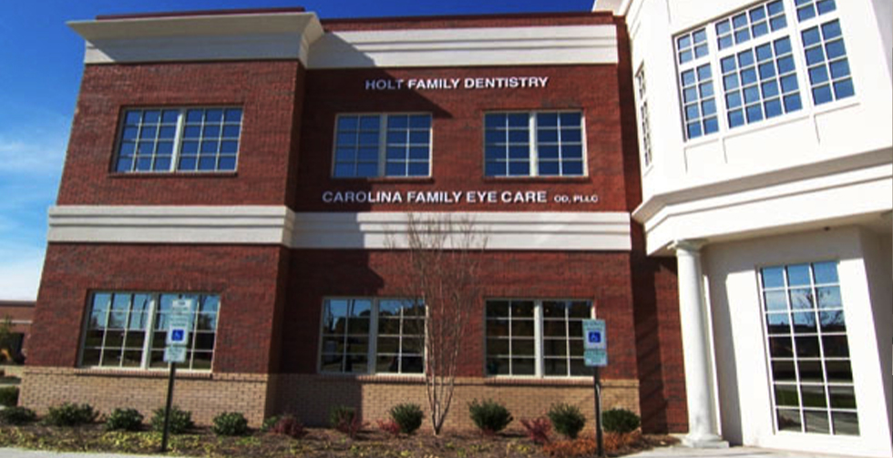 Exterior of Holt Family Dentistry office building in Charlotte