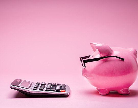 Piggy bank and a calculator